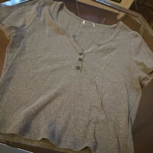 Women's Gray Button-Front Top